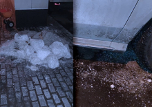 В Москве коммунальщики пытаются убрать лед с помощью 4-сантиметрового слоя реагентов
